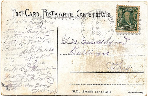 Fort Chadbourne TX 1908 Postmark