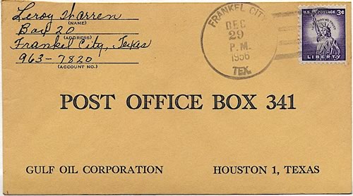 Frankel City, TX - Andrews County 1956 postmark