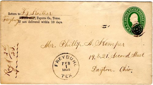 Freyburg TX 1895 postmark