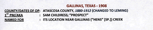 Gallinas TX  1908 Postmark info