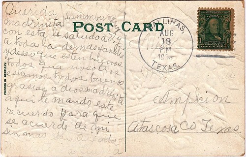 Gallinas TX  1908 Postmark