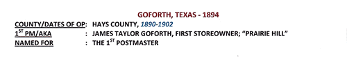 Goforth, TX, Hays County, 1894 postmark