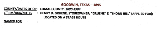 TX - Comal County Goodwin postmark info