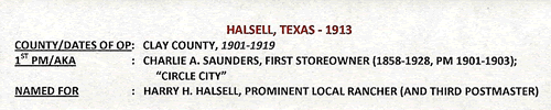 Halsell, TX Clay county town and post office info