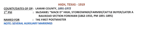 High TX Lamar County post office info