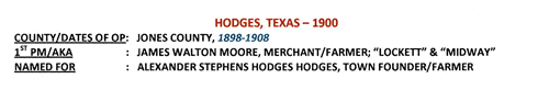 Hodges TX, Jones County, 1900 Postmark