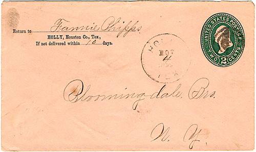 Holly TX Houston Co 1893 Postmark 