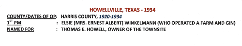 Howellville TX  1934 postmark