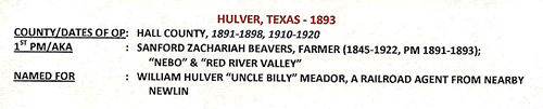 Hulver TX - Hall County 1983 Postmark  info
