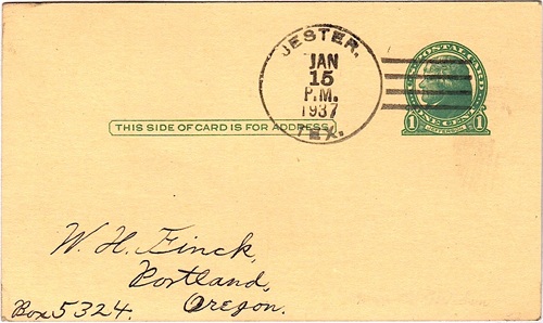 Navarro County  Jester, Texas Postmark