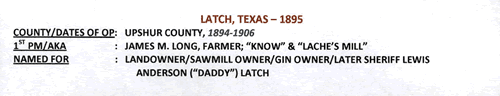  Latch TX Upshur County 1895 Postmark 
