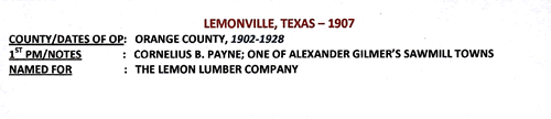 Orange County  Lemonville TX info