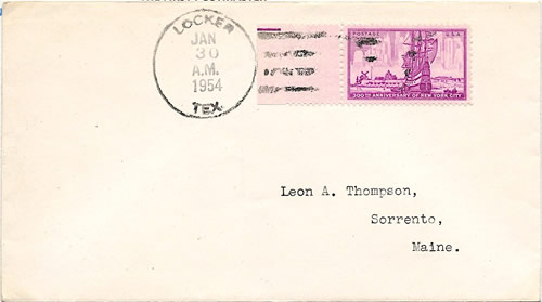 Locker TX - San Saba 1954 Postmark