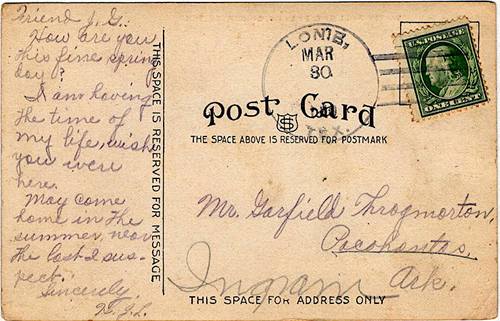 Lonnie TX 1910 postmark