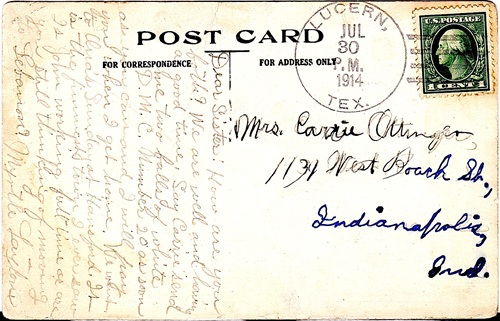 Lucern, Texas 1914 postmark 