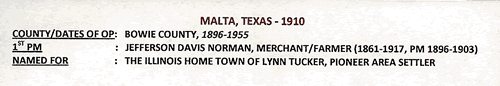 Malta TX - Bowie County 1910 Postmark 