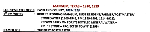 Mangum, TX - Eastland County, 1910 postmark 