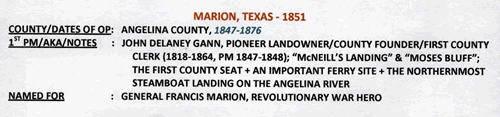 Marion Texas, Angelina County 1851 postmark info