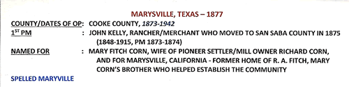 Marysville TX Cooke Co 1877 Postmark