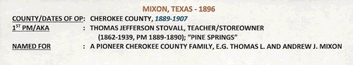 Mixon, TX, Cherokee County  post office info