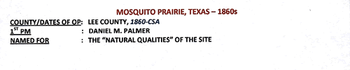 Mosquito Prairie, TX  1860s Postmark info
