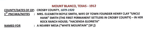 Mount Blanco TX 1912 Postmark