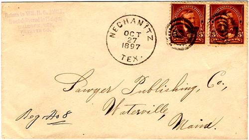Nechanitz TX  1897 Postmark 