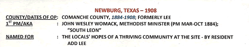 Newburg, TX, Comanche county , post office info