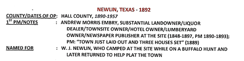 Newlin TX Hall County 1892 Postmark  info
