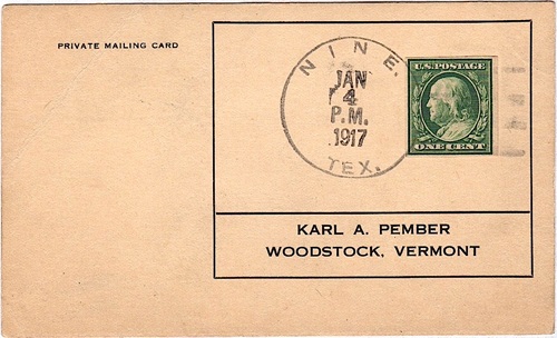 McCulloch  County Nine, TX 1917 postmark