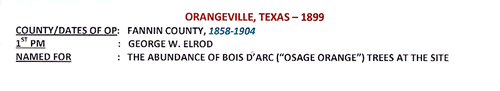 Orangeville TX Fannin County 1899 Postmark