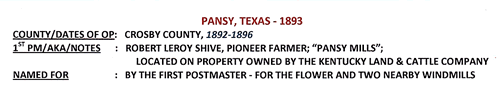 Pansy TX 1893 Postmark