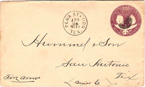 Jim Hogg County - Pena Station, TX  1893 Postmark
