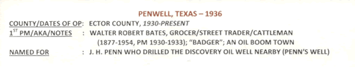 Penwell TX, Ector County post office info