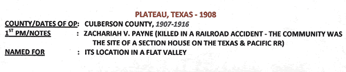 Plateau TX Culberson County  info