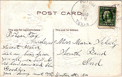 Potosi, TX - Taylor County 1910 postmark 