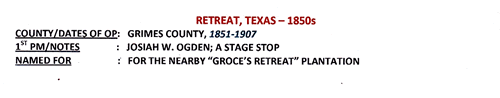 Retreat, Texas, Grimes County 1850s postmark