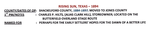 Rising Sun TX postmark