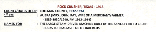 Rock Crusher TX - Coleman Co 1913 Postmark