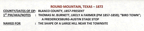 Round Mountain Texas town and post office info