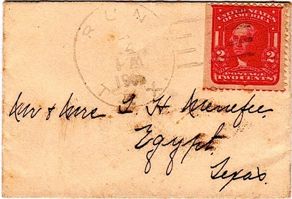 Hidalgo County Run TX  1908 Postmark