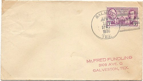 Salmon TX Anderson Co 1936 Postmark