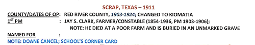 Scrap TX post office info