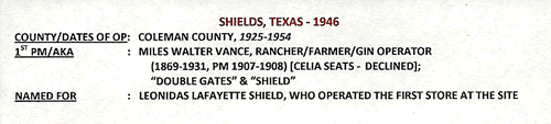 Shields, TX 1946 postmark