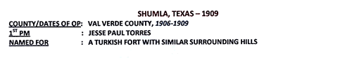 Shumla TX 1909 postmark