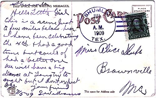 Shumla TX 1909 postmark