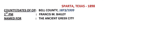 Sparta TX - Bell County 1898 Postmark