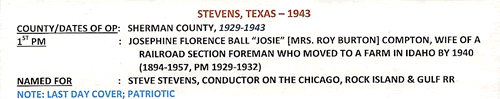 Stevens, TX Sherman County post office info