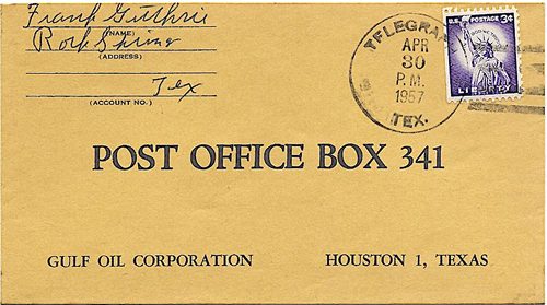 Telegraph TX Kimble Co 1957 Postmark