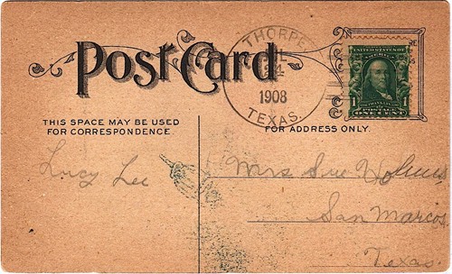 Thorpe, TX 1908 postmark 